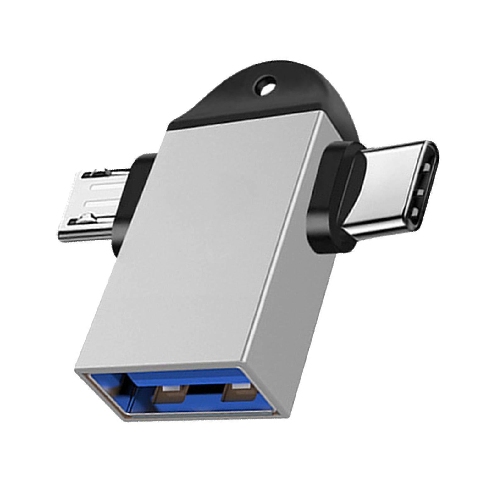 USB 3.0 to Type C and Small  USB OTG Adapters Aluminum Type C Converter Pocket Size Adapters for Smartphones Tablets  Silver