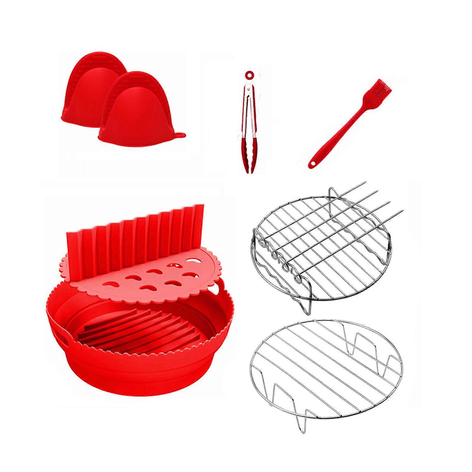 سيليكون المقالي الهوائية بطانة مقسم مقاومة للحرارة قفازات الهواء المقالي الملاحة المنتظمة المقالي الهوائية القابلة لإعادة الاستخدام التبعي سيليكون صينية الخبز الأحمر