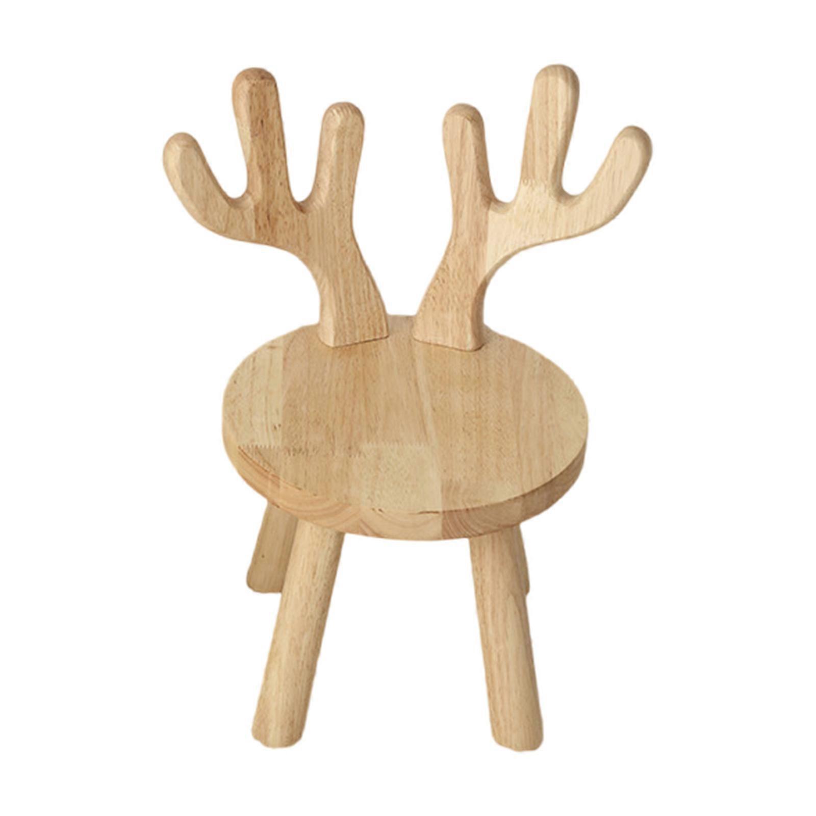 שרפרף ילדים מעץ עם קרן צבי, עיצוב יצירתי, עם משענת גב, הרכבה נוחה, כיסא חלקים ניתנים להסרה בקלות, צבעים שונים