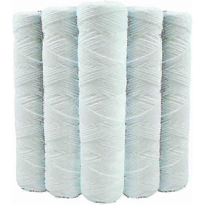 Conjunto de 5 filtros de água em espiral para sedimentos, 9 polegadas, 3/4-5 mícrons, compatíveis com filtros de 10 polegadas.