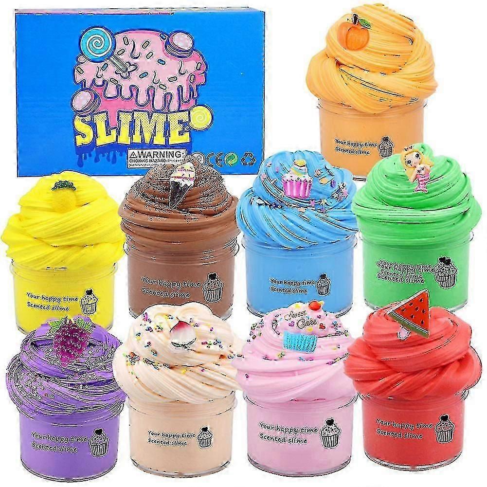 9-pack doftande molnslime set supermjuk icke-klibbig kittleksak för pojkar och flickor