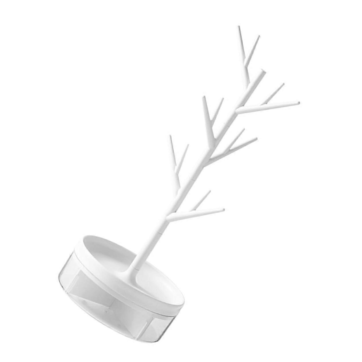 Rotatable Jewelry Display Stand with Stable Base for Earrings Necklaces Bracelets, White Tree Design for Home or Store Use