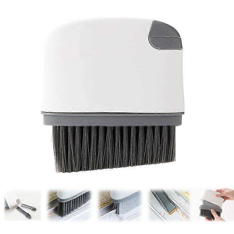 Window Track Cleaning Brush Set 4 in 1 with Hard Bristles Sponge Small Shovel and Tongs (A)