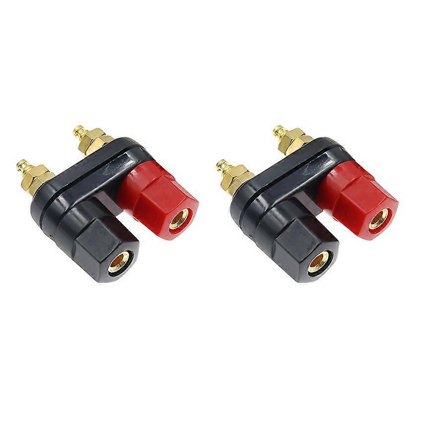 4mm Banana Plug Terminal Dual-Position Speaker Amplifier Terminal Block Red and Black Dual Hex Connectors (2PCS Double Hex)