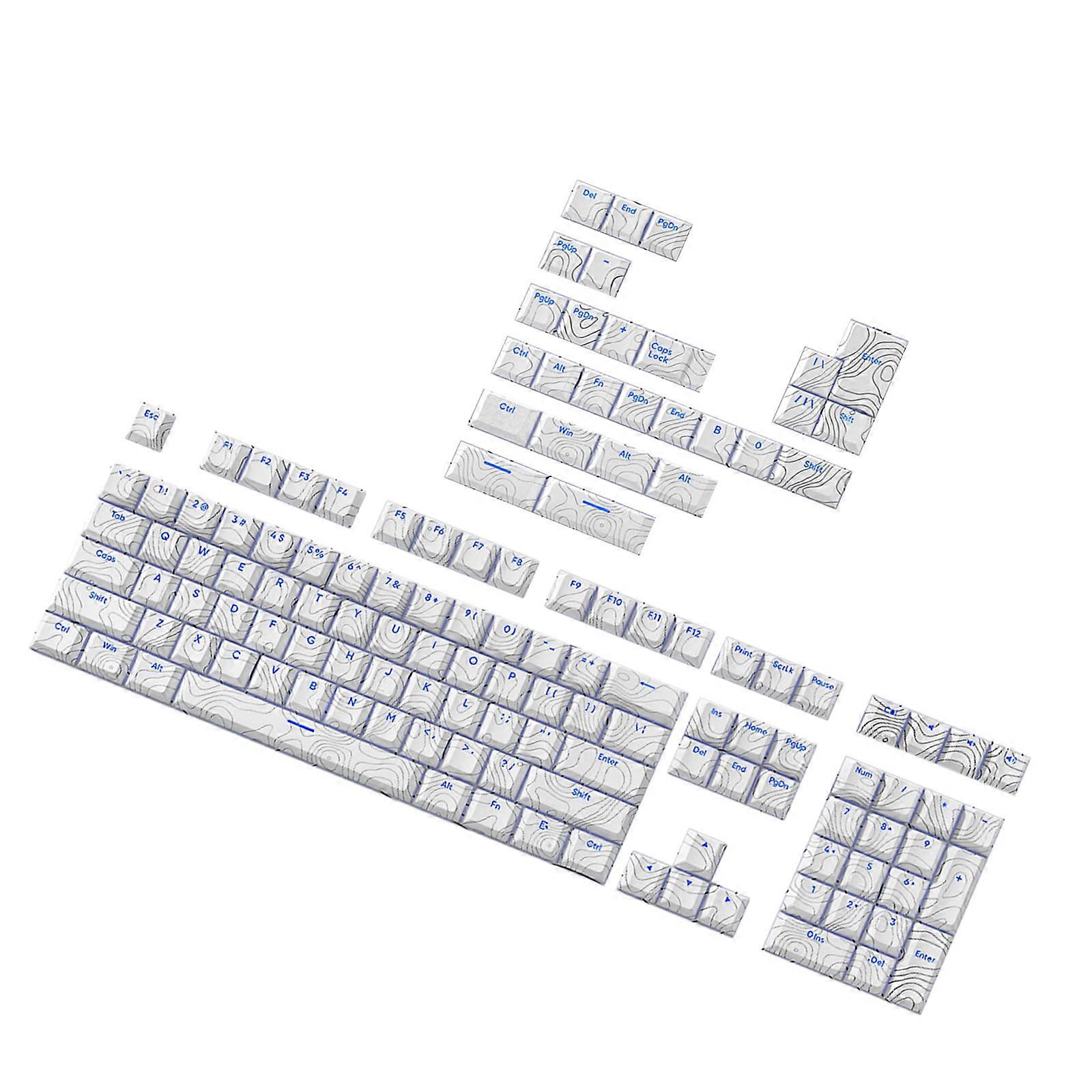 Customizable 135Key PBT Keycap Set Transparents Line Detailing and Front Backlits Glowing for Aesthetic Typing  White