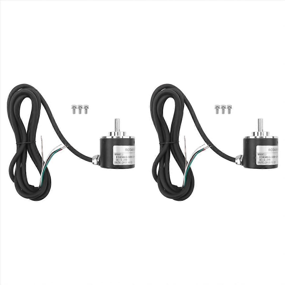 2X Rotary Incremental Encoder 38S6G5-B-G24N AB 2-Phase Connection 50P/R 5-24V Solid Shaft DC Open Co
