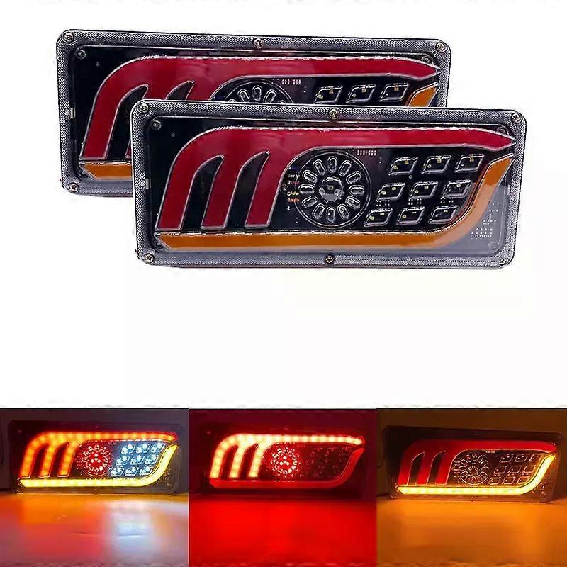 2PCS 12/24V LED Truck Tail Light Turn Signal Rear Brake Lights Reverse Signal Lamp Trailer Lorry Bus Caravan Camper Warning Lamp