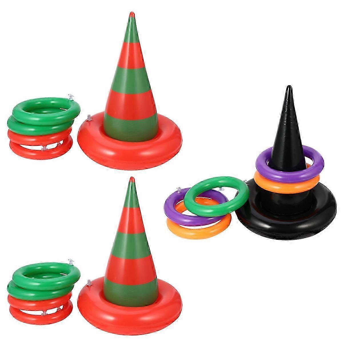 3 Sets Inflatable Witch Hat Game Prop Halloween Prop Ring Toss Game