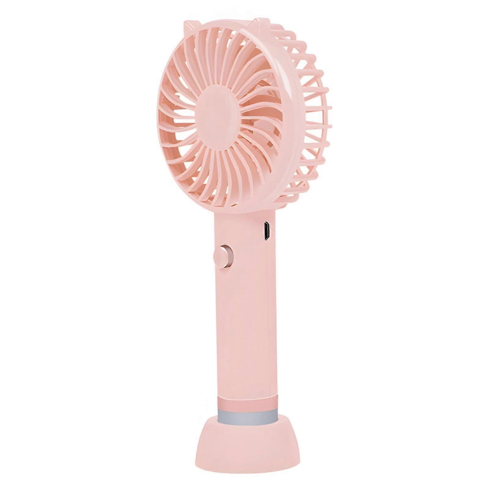 USB Handheld Fan with Base, Rechargeable Mini Desk Fan and Flashlight for Home, Office, Travel