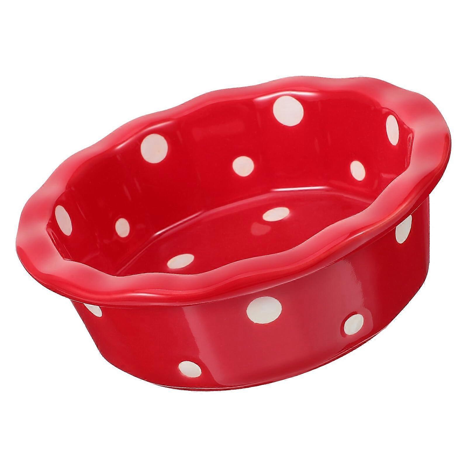 Ceramic Dessert Bowl Elegant Korean Style Red Durable Multipurpose Small Serving Bowl for Rice Salad Yogurt
