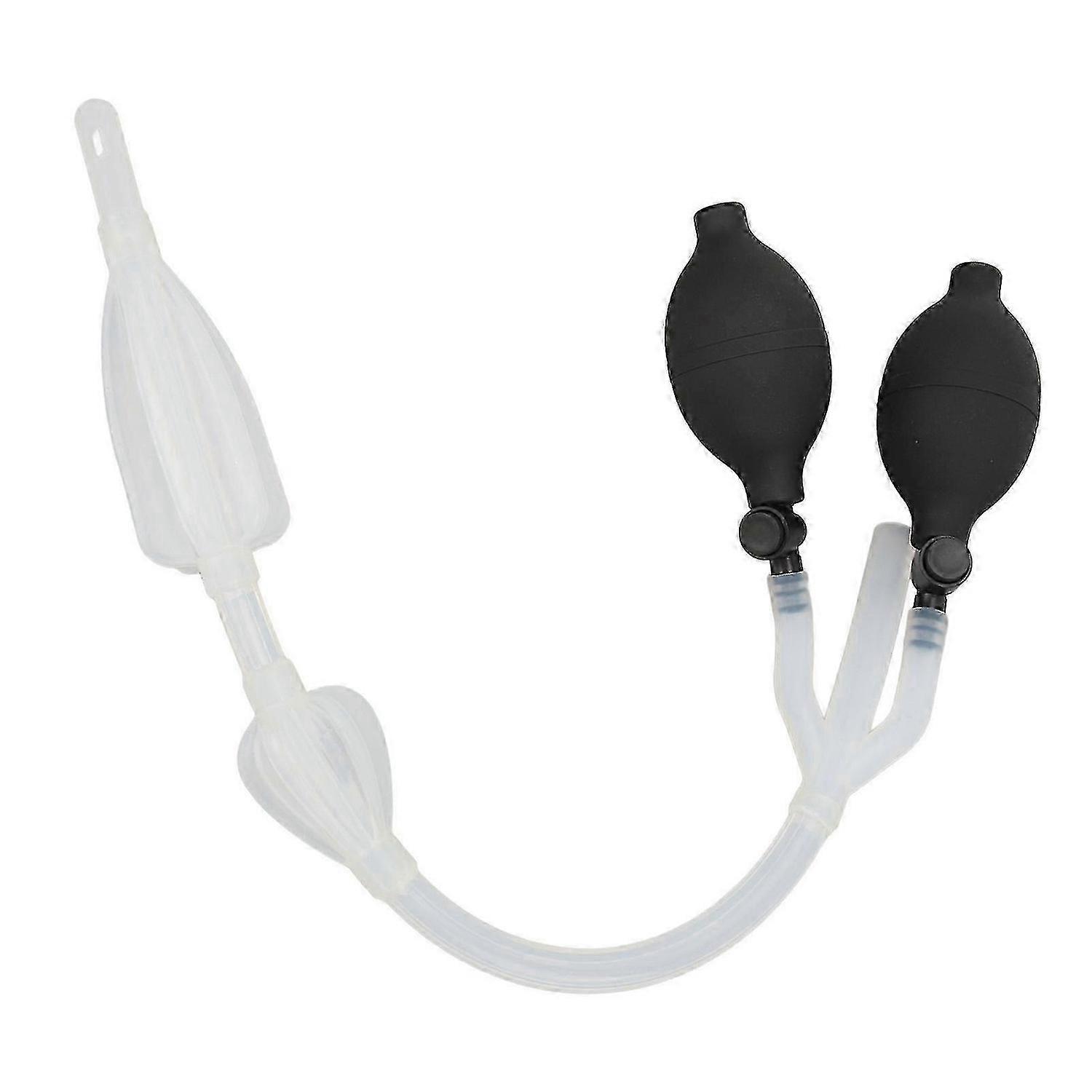 Silicone Enema Douche Bulb Dual Side Openings Elastic Inflatable Double Bulb Flushing System