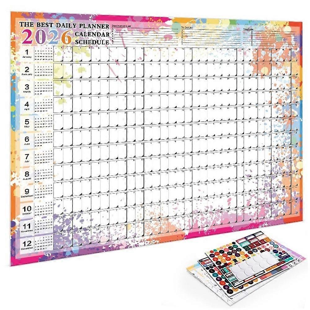 Calendrier mural 2026 - Liste de tâches - Agenda annuel - Bloc-notes - Organiseur