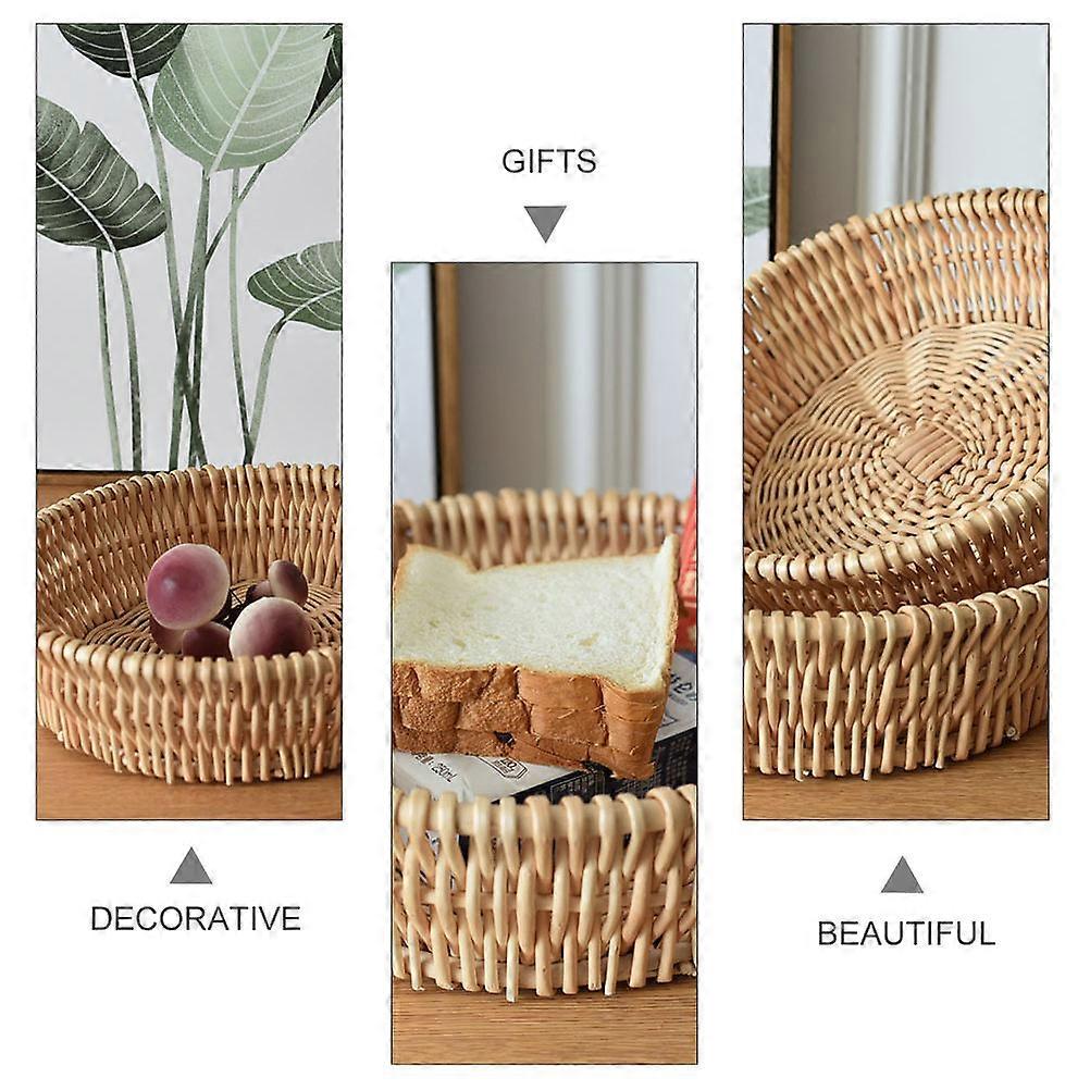 Khaki Weaving Basket for Storage Use with Decorative Design 1Pc
