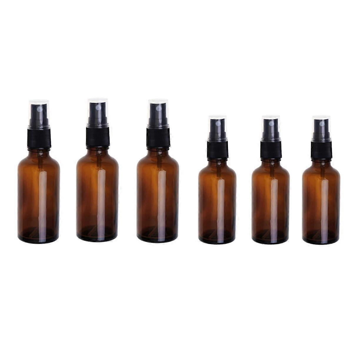 6pcs Brown Travel Spray Bottles with Fine Mist LeakProof Design for Essential Oils and Perfume