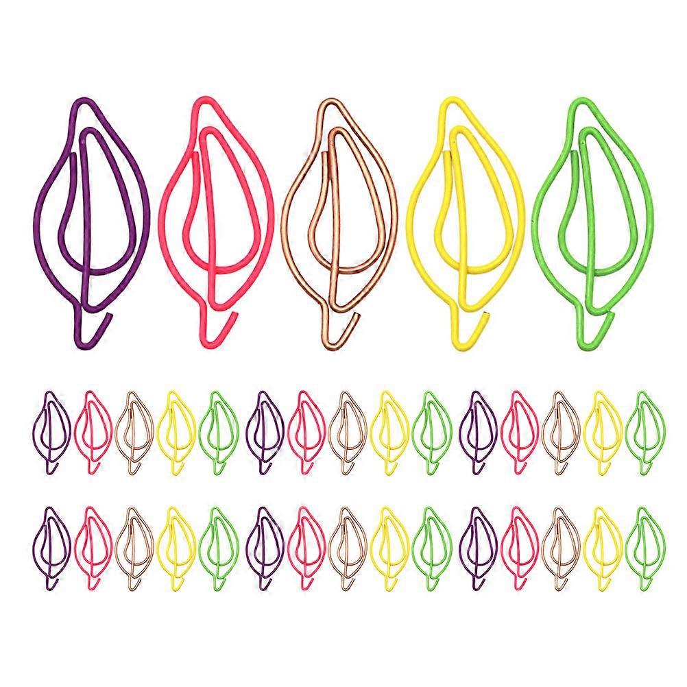 Assorted Colored Paper Clips Metal Leaf Shape for Bookmark Use 140Pcs