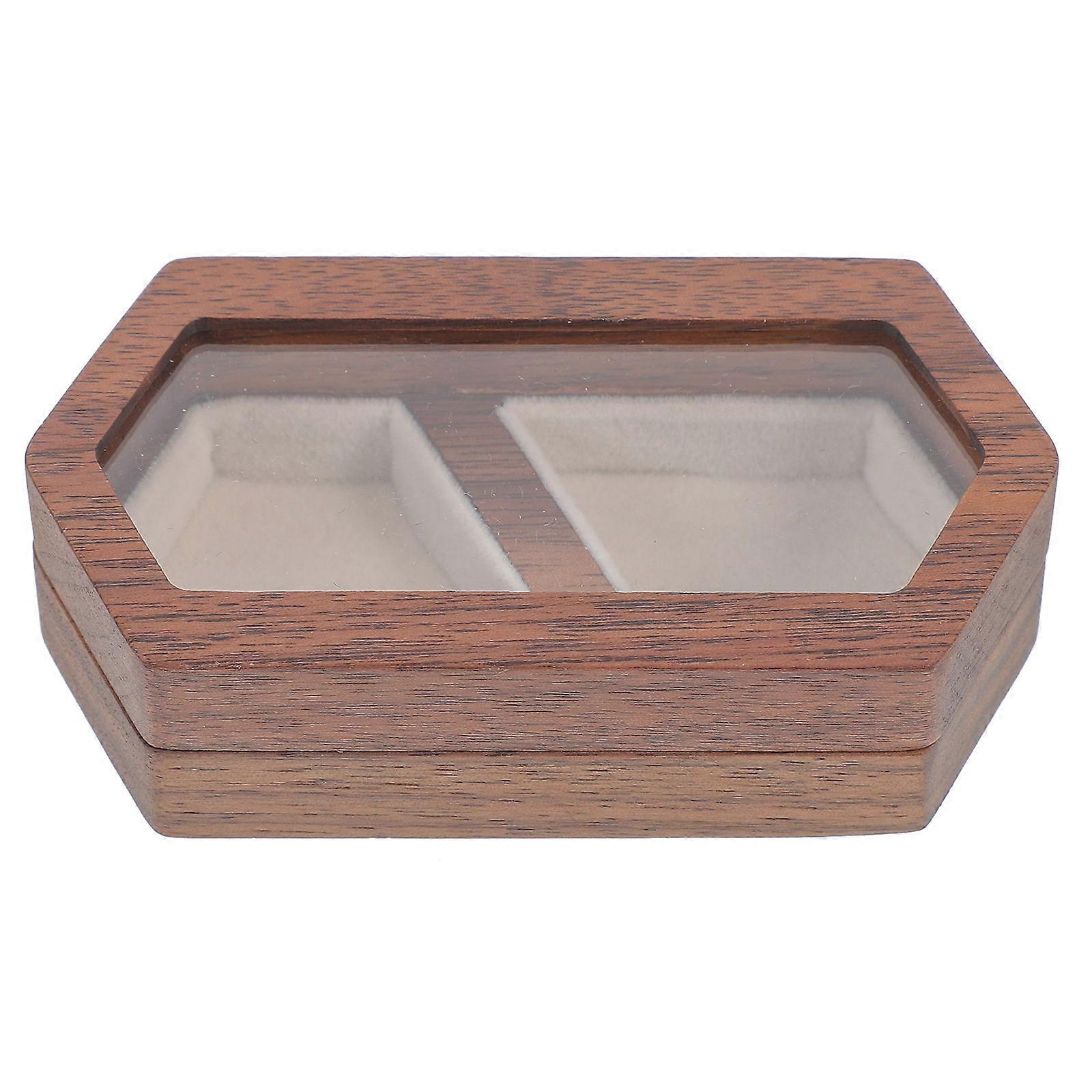 Light Brown Wooden Ring Box for Storage Use Rustic Wedding Ring Holder
