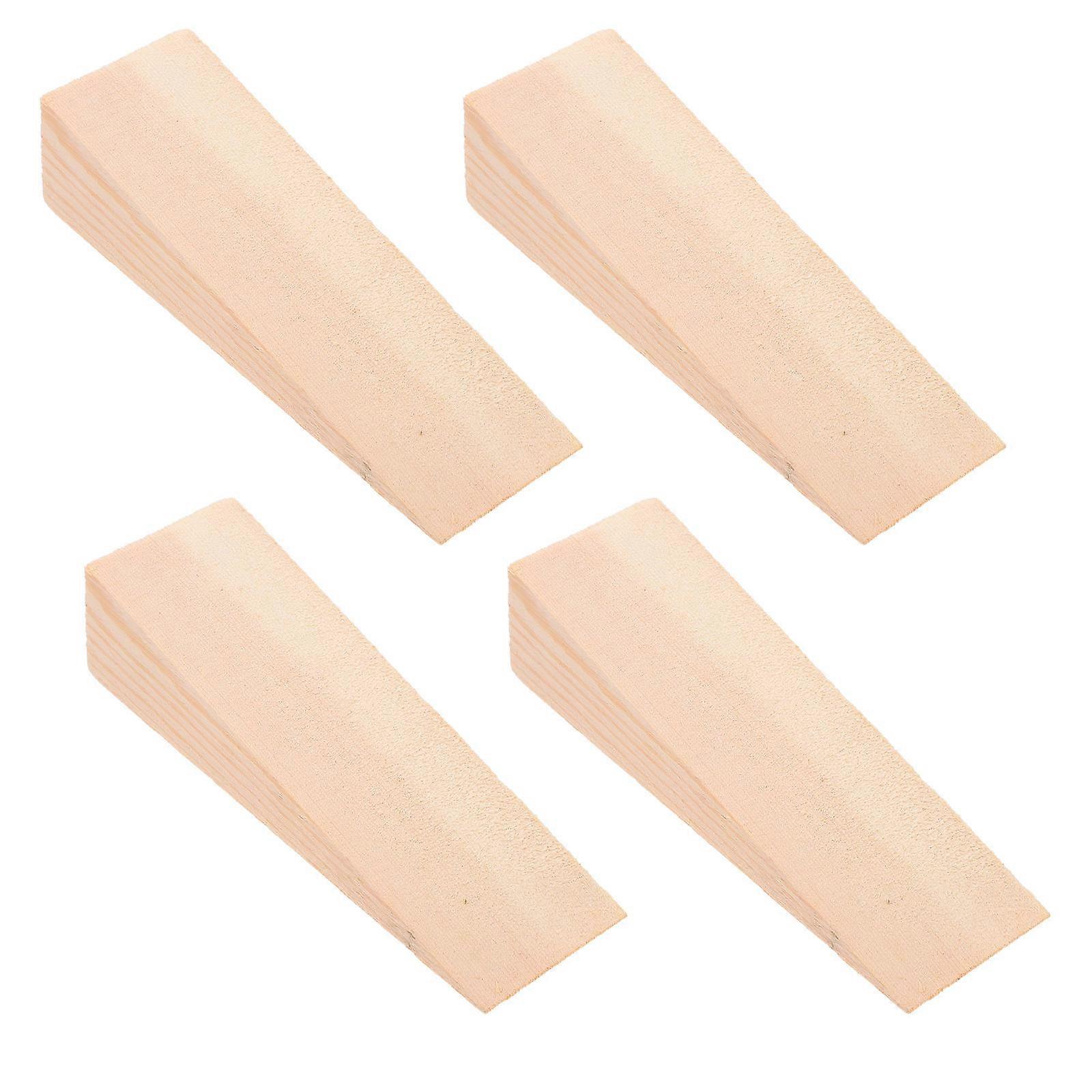 Wooden Wedges Door Stopper for Secure Installation 4Pcs Triangular Blocks
