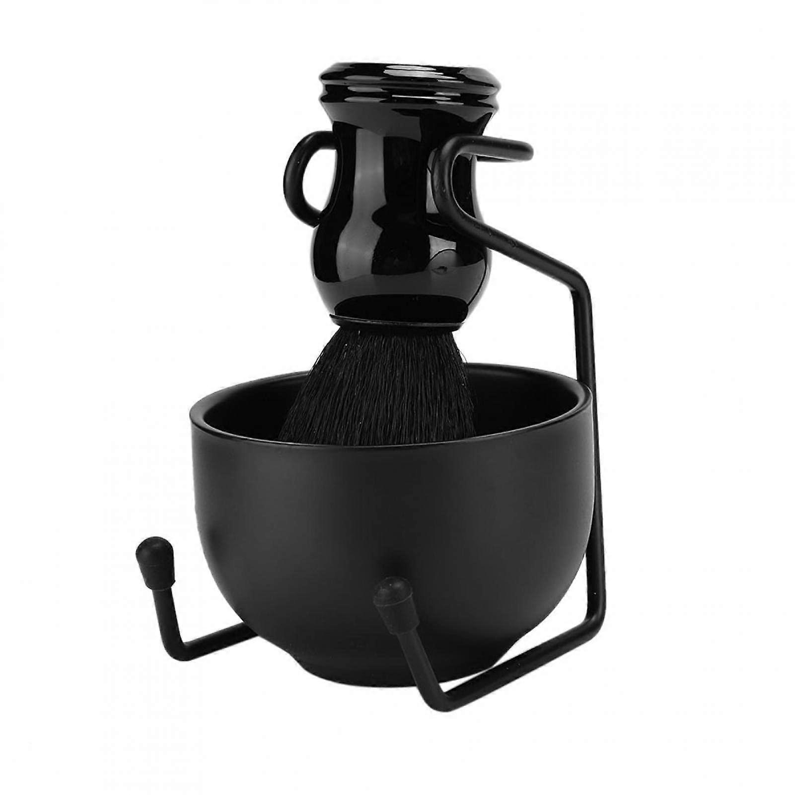 Shaving Kit for Men 3 in 1 Wet Shaving Set with Ergonomic Brush Heat Resistant Bowl and Stand Black