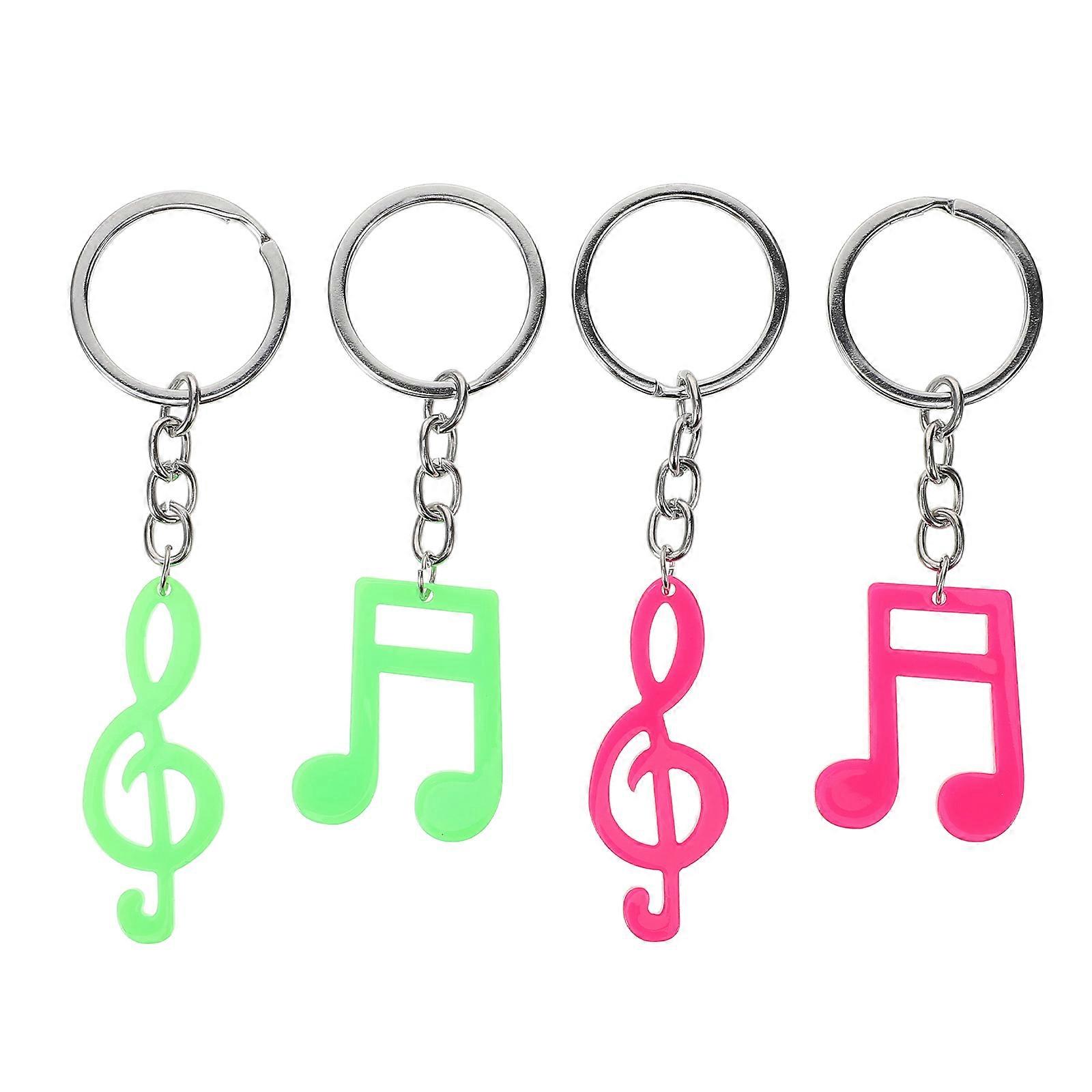 Music Key Chain Acrylic Key Chain Decoration with 4Pcs Music Note Shape Ornaments