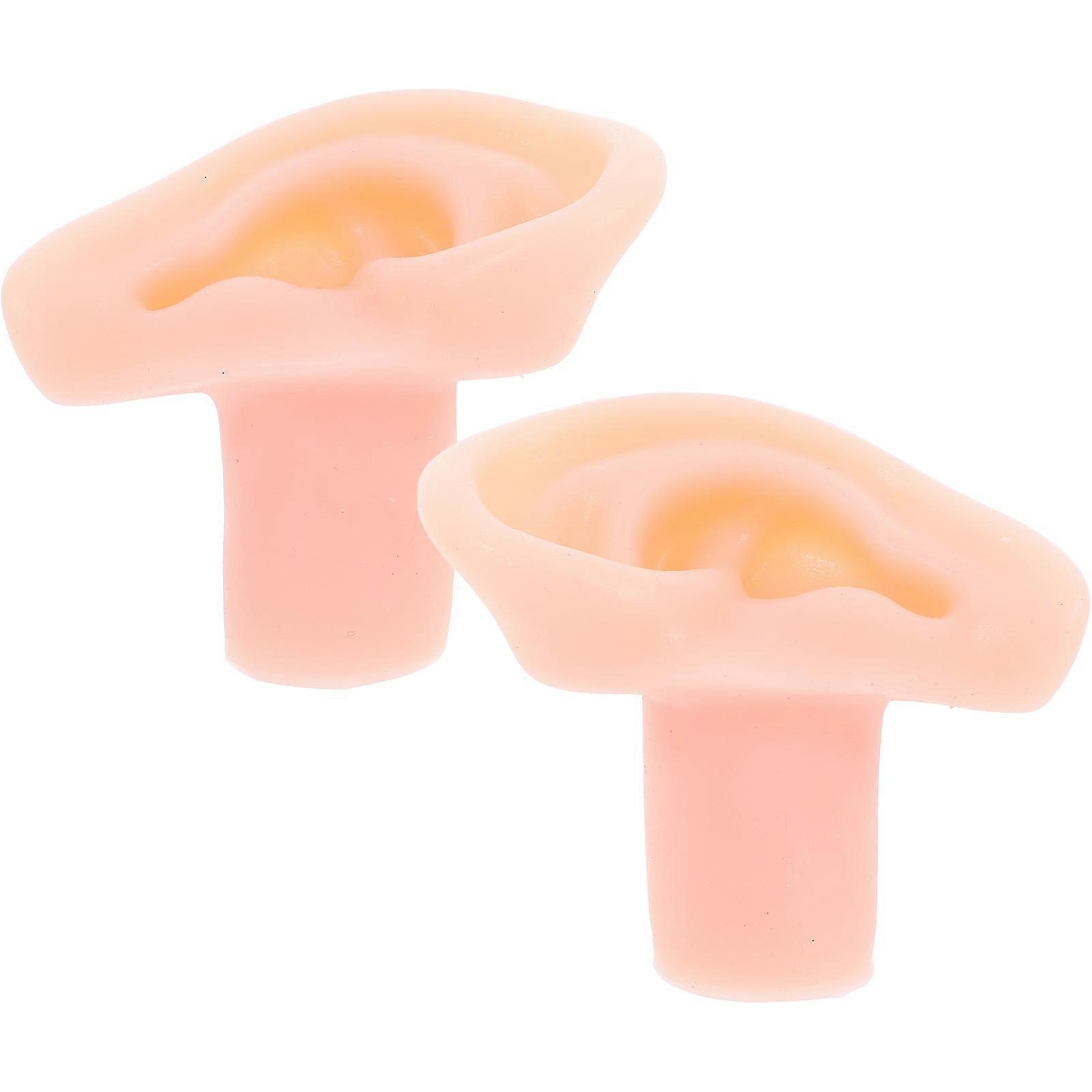 Silicone Ear Models for Home Beige Pair Crafted with Realistic Texture for Earring Display