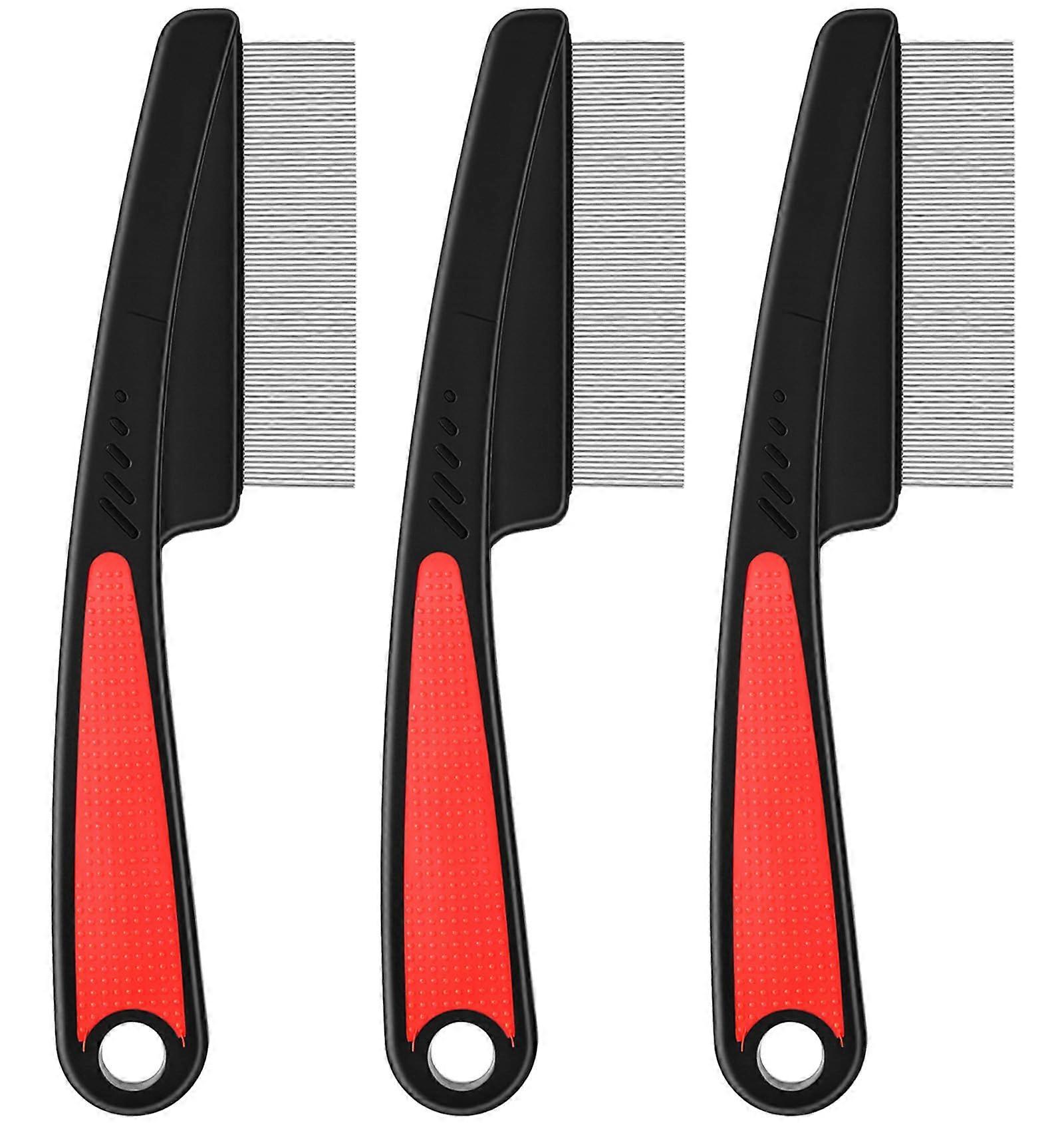 3PCS Stainless Steel Dandruff Comb and Lice Brush with Fine and Wide Teeth for Dry Scalp and Psoriasis