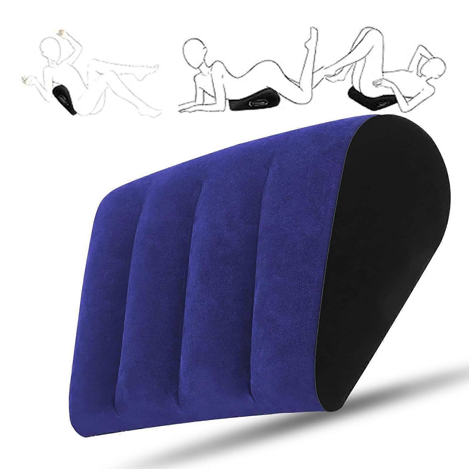 Inflatable Wedge Pillow for Couples Positioning and Bedroom Comfort with Pump, Blue