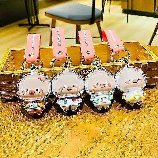 Small Pig Cute Astronaut Creative Car Key Ring Chain Bag Pendant.