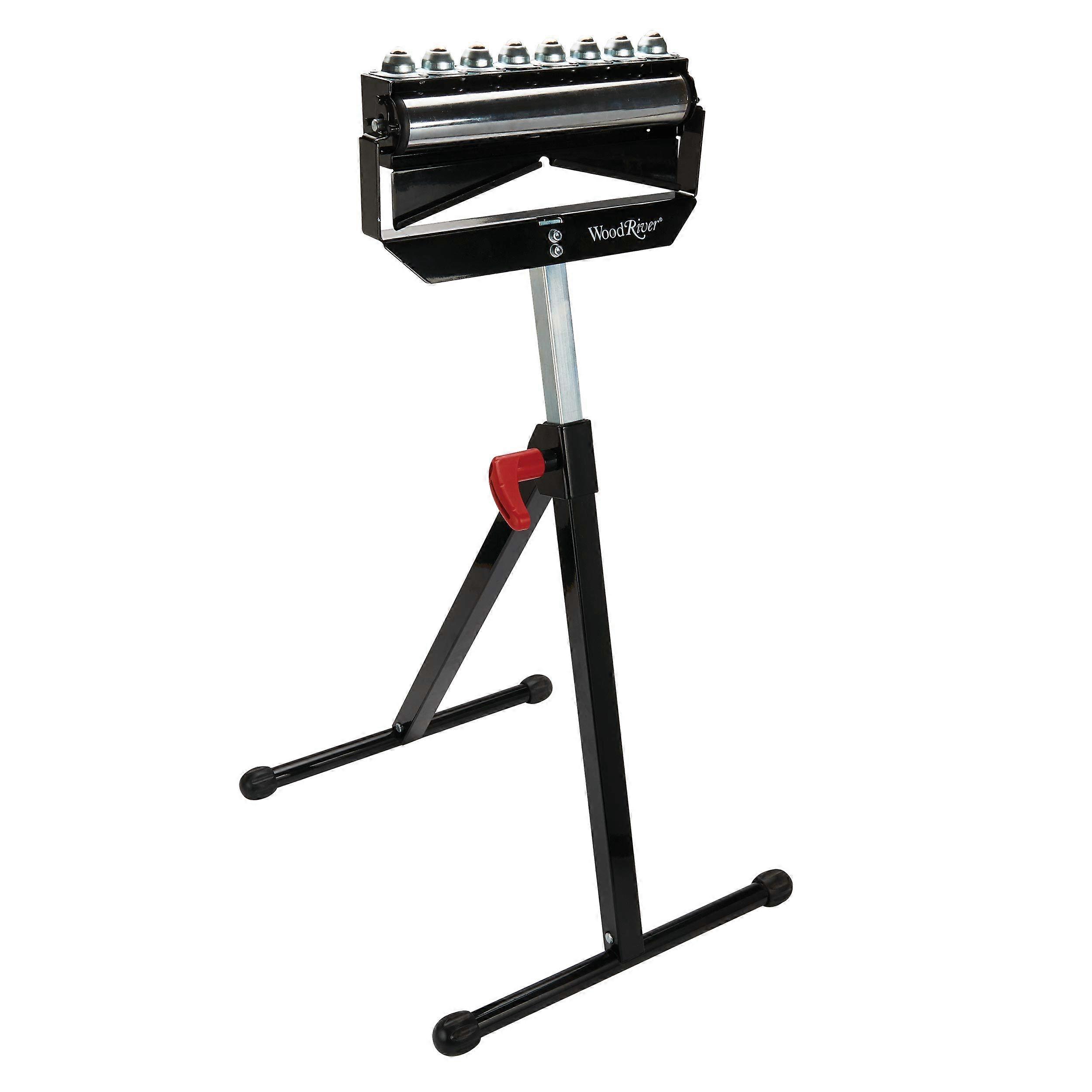 Heavy Duty Adjustable Roller Stand with 360° Movement and VNotch Hold for Table Saw