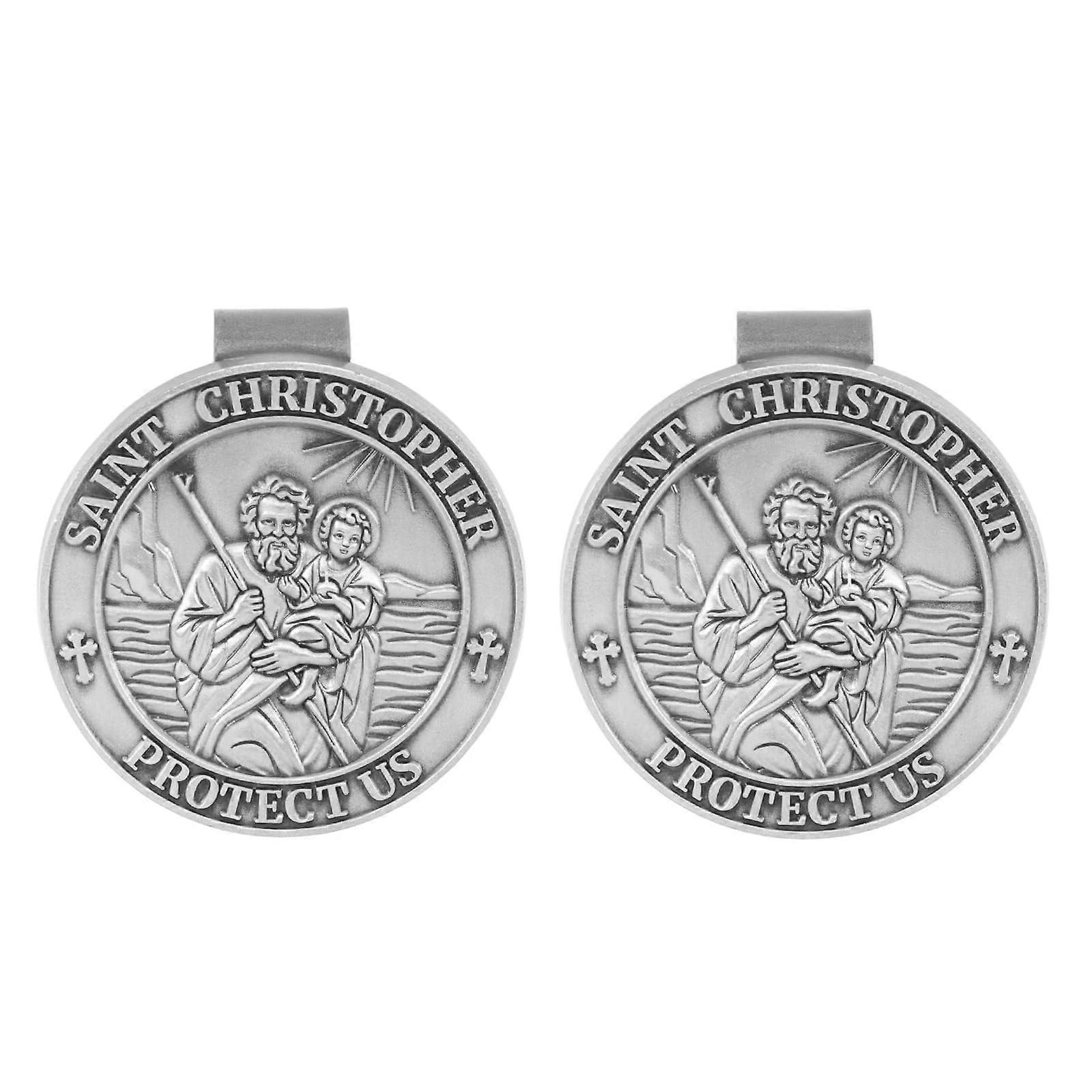 St Christopher Car Visor Clip Zinc Alloy Guardian Angel Protection  Driver Gift 2pcs