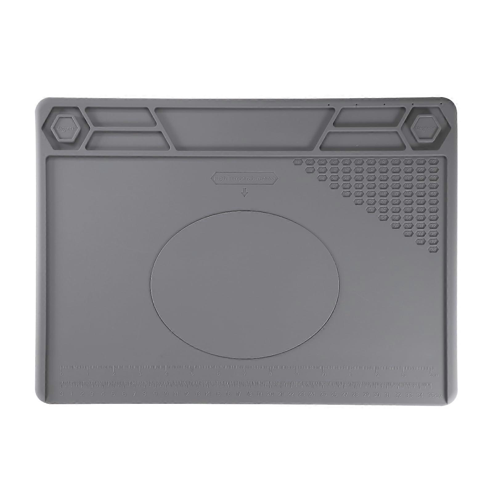 Soldering Mat 11.4'x15.7' Heat Resistant Silicone Work Mat with Magnetic Sections for Electronics , Gray