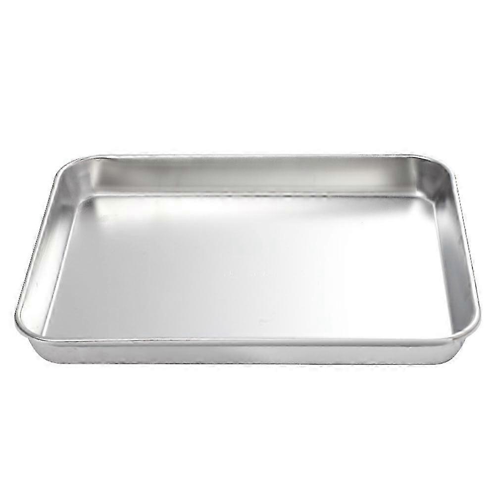 1Pc Stainless Steel Plate Rectangular Tray Practical Flat-bottom Tray (Silver) 2025
