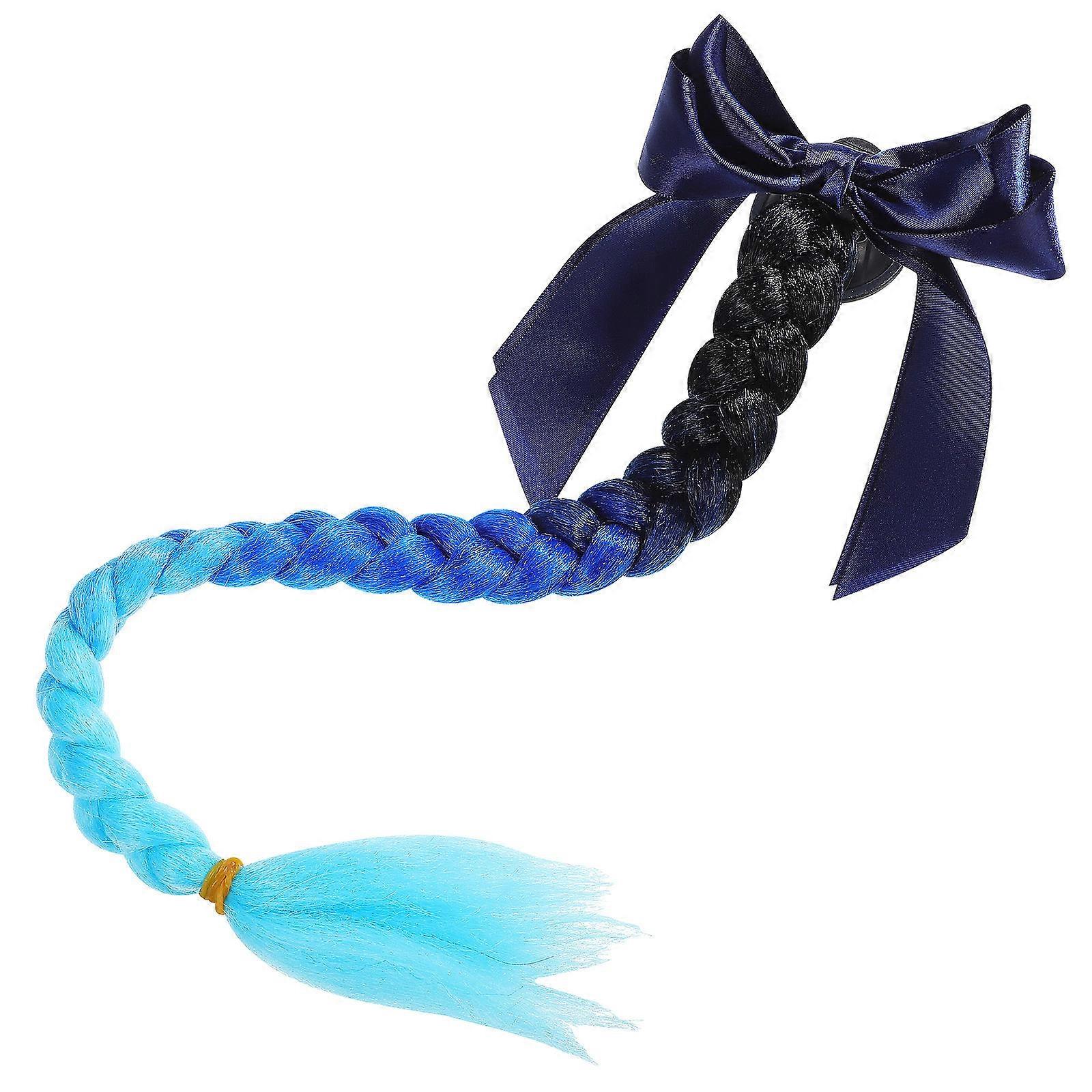 Blue Hair Braid Wig for Motorcycle 4Pcs Set