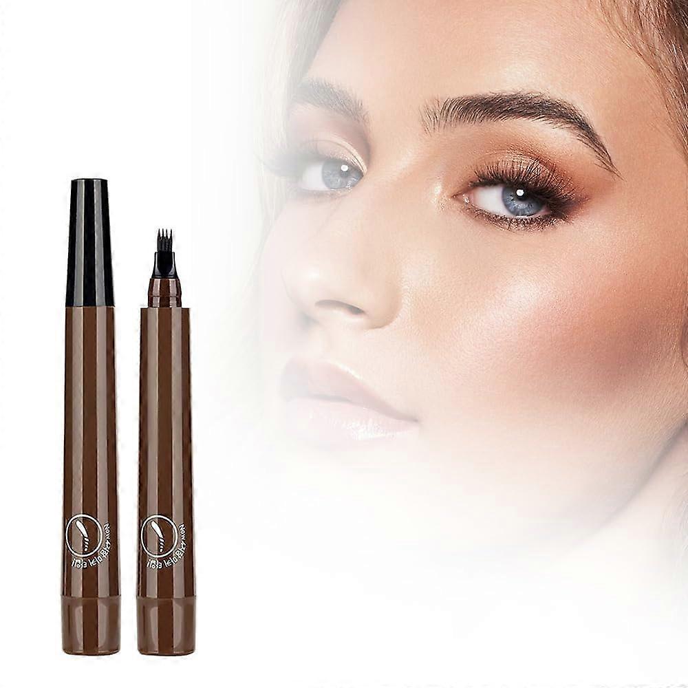 Waterproof Microblading Eyebrow Pencil Dark Brown with Long Lasting Color and Precise 4 Tip