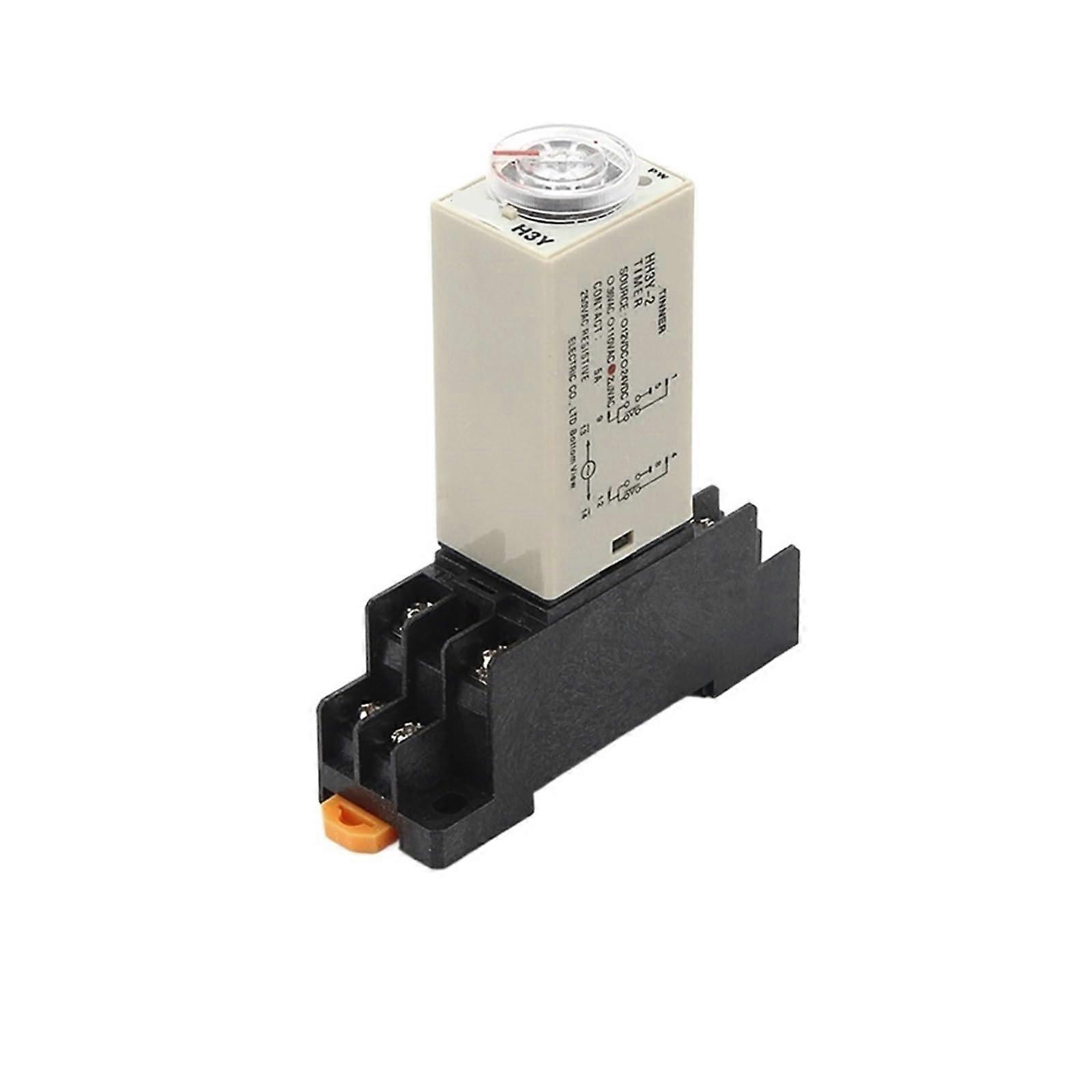 Time Delay Relay Switch DPDT Adjustable 030s Rotary Knob with Base AC220V DC24V Industrial Use
