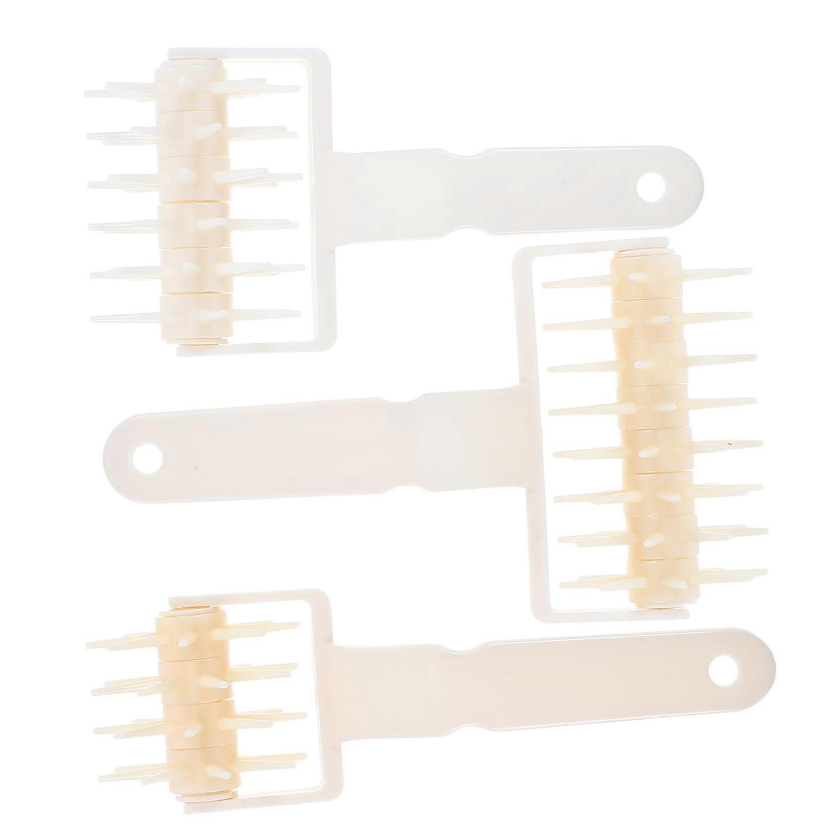 3pcs Pastry Dough Docker with Blister Prevention Spikes, Handheld Pizza Dough Roller for Baking