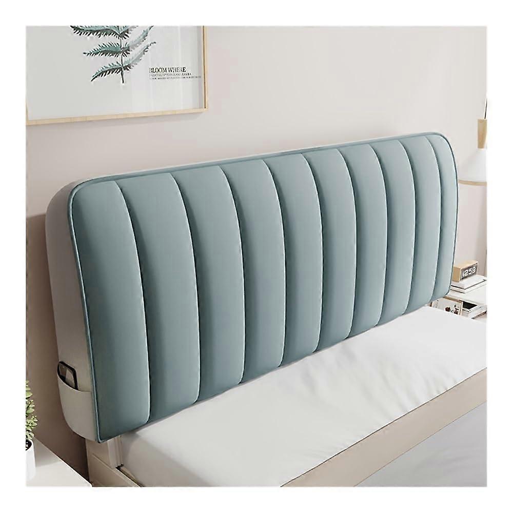 Quilted Velvet Headboard Cover Solid Gray Soft Plush Protector AllSeason Breathable 190x65cm