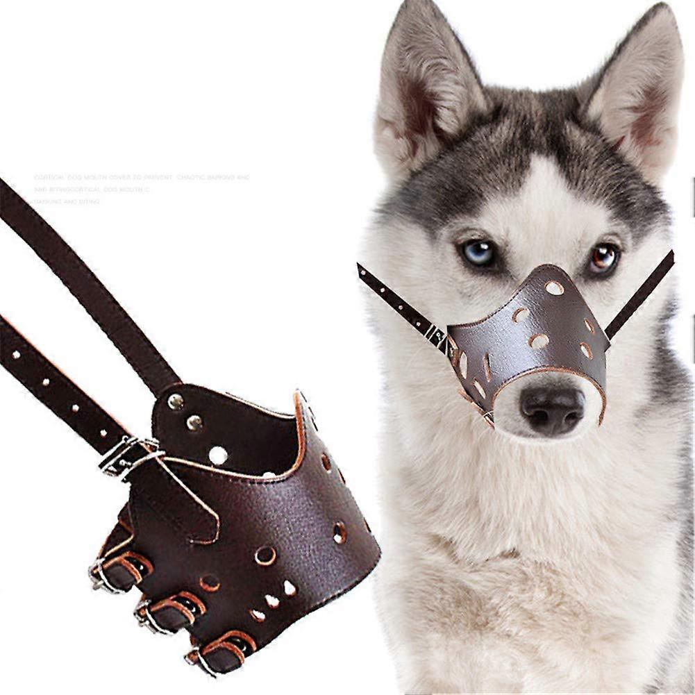 Medium Dog Muzzle Soft Comfortable Fit for Bite and Bark Control Adjustable Brown Size M