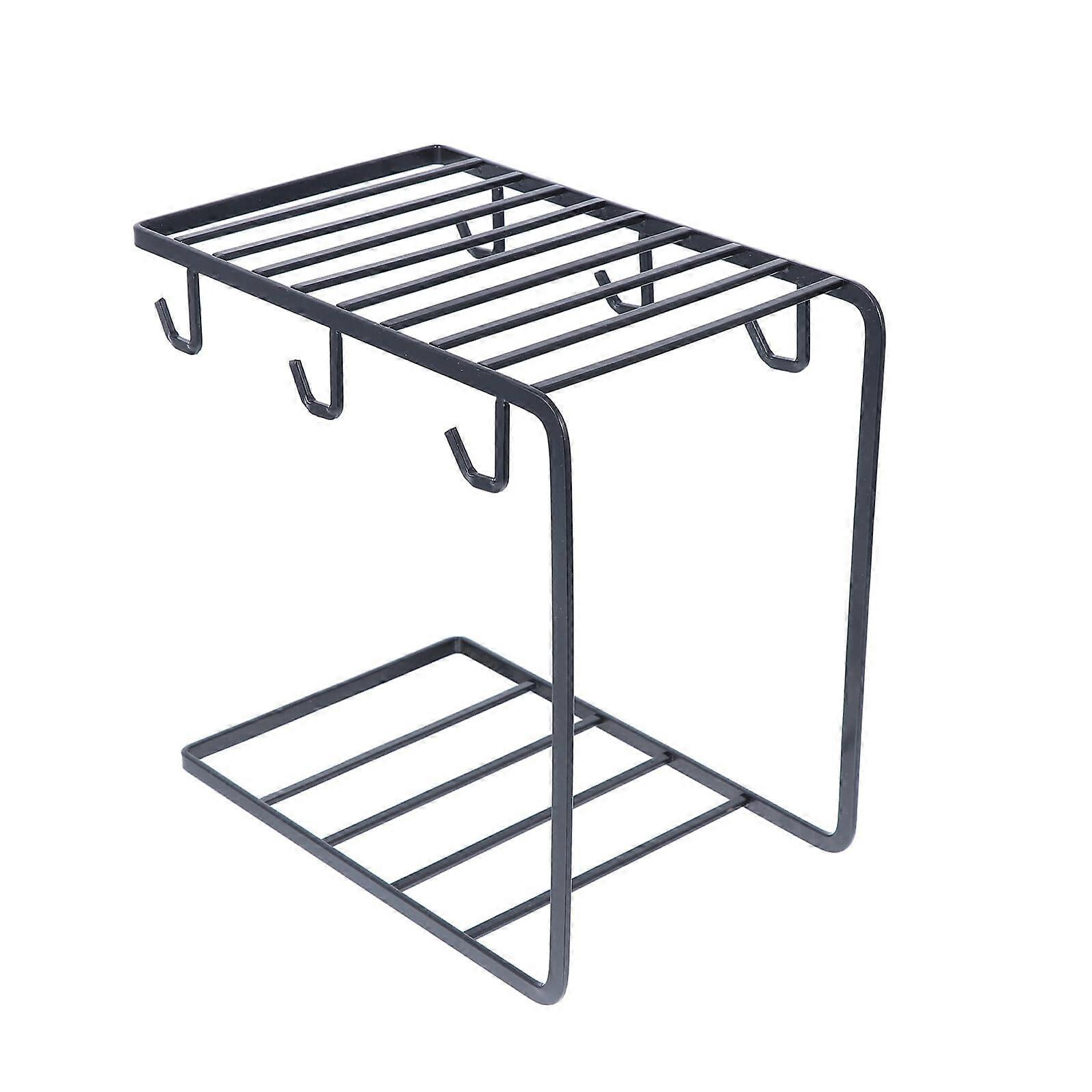 Mug Display Rack with Hooks, Upside Down Drainage Coffee Cup Holder, Durable Iron Storage Shelf