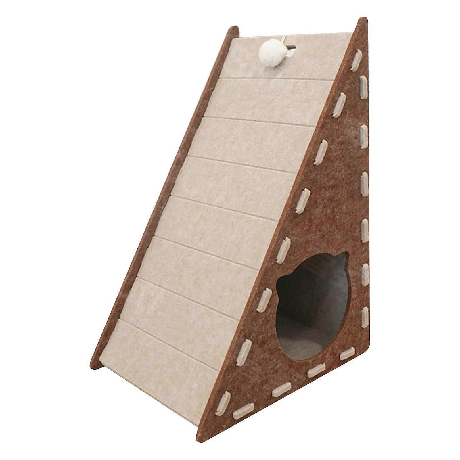 Cat Scratcher Vertical Triangular Design with Bed Wall Mounted NonShedding Pad Brown 55x40x30cm