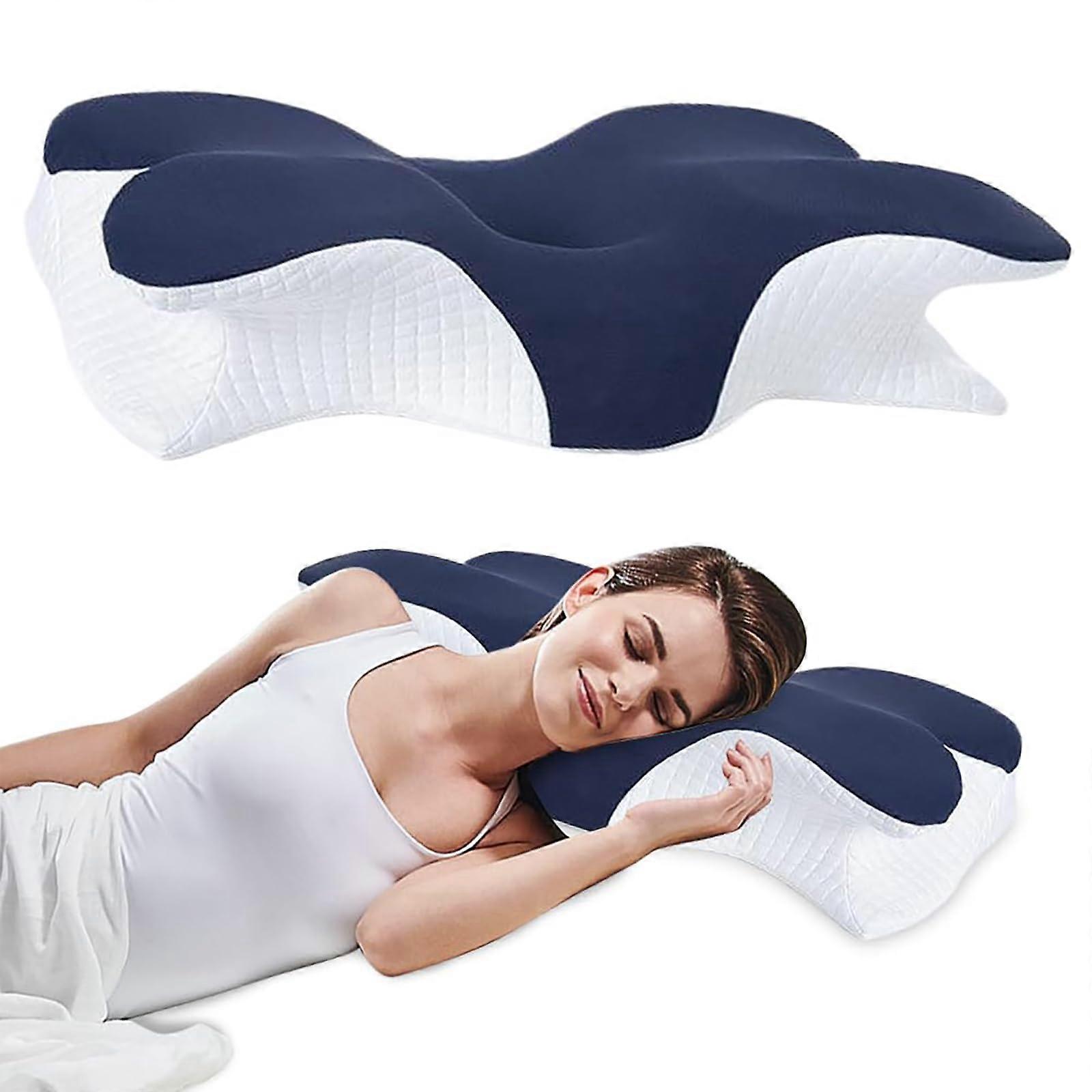 Cervical Pillow for Neck Pain Relief, Ergonomic Neck Support for Side and Back Sleepers, Blue
