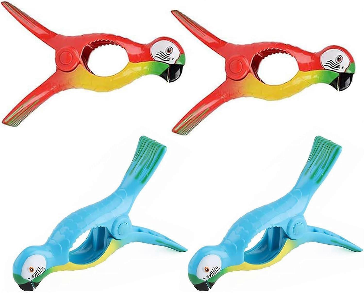 4-Piece Large Beach Towel Clothespins - Plastic Material