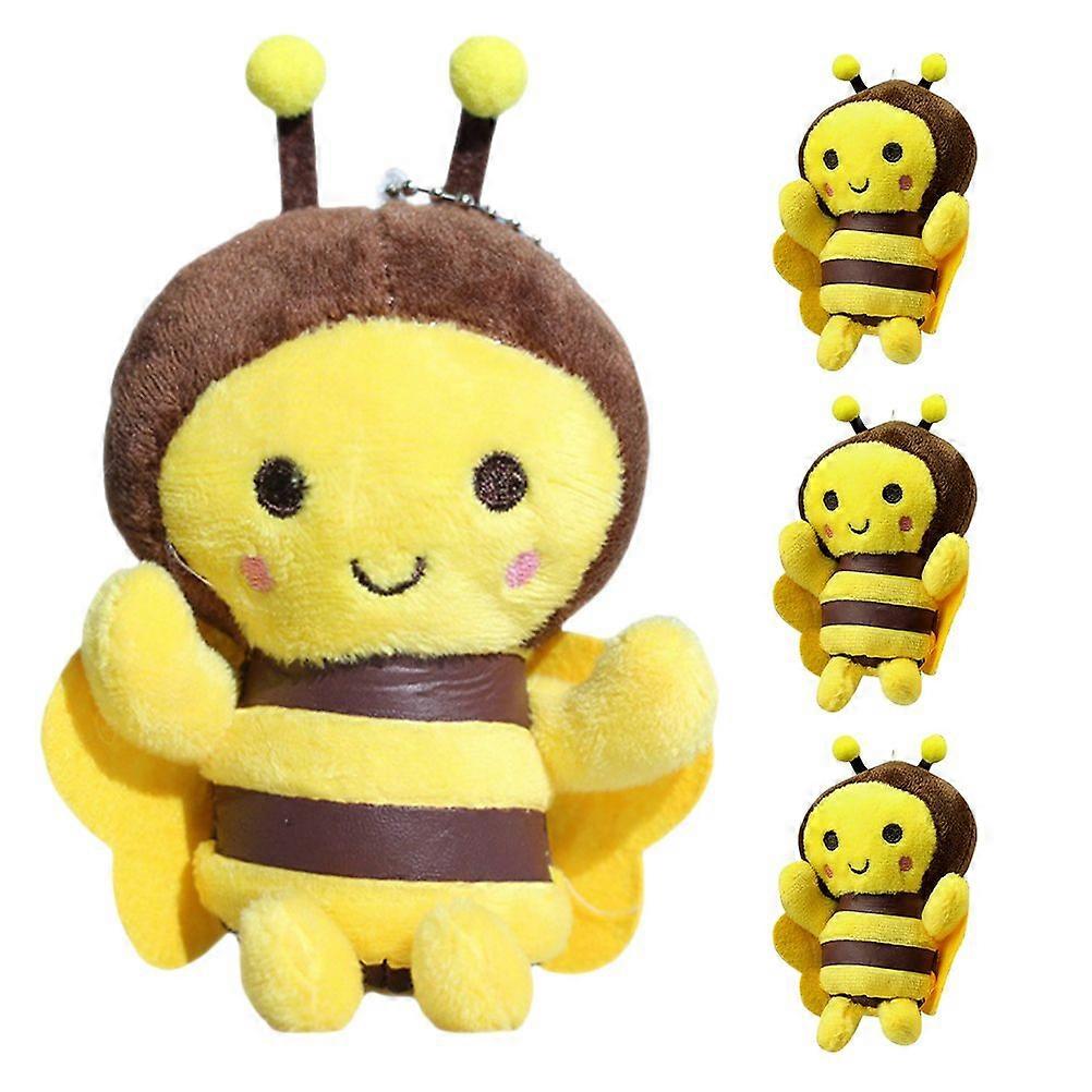4pcs Stuffed Bee Decor Keychain Charm Backpack Plush Pendant Plush Bee Keychain Decor