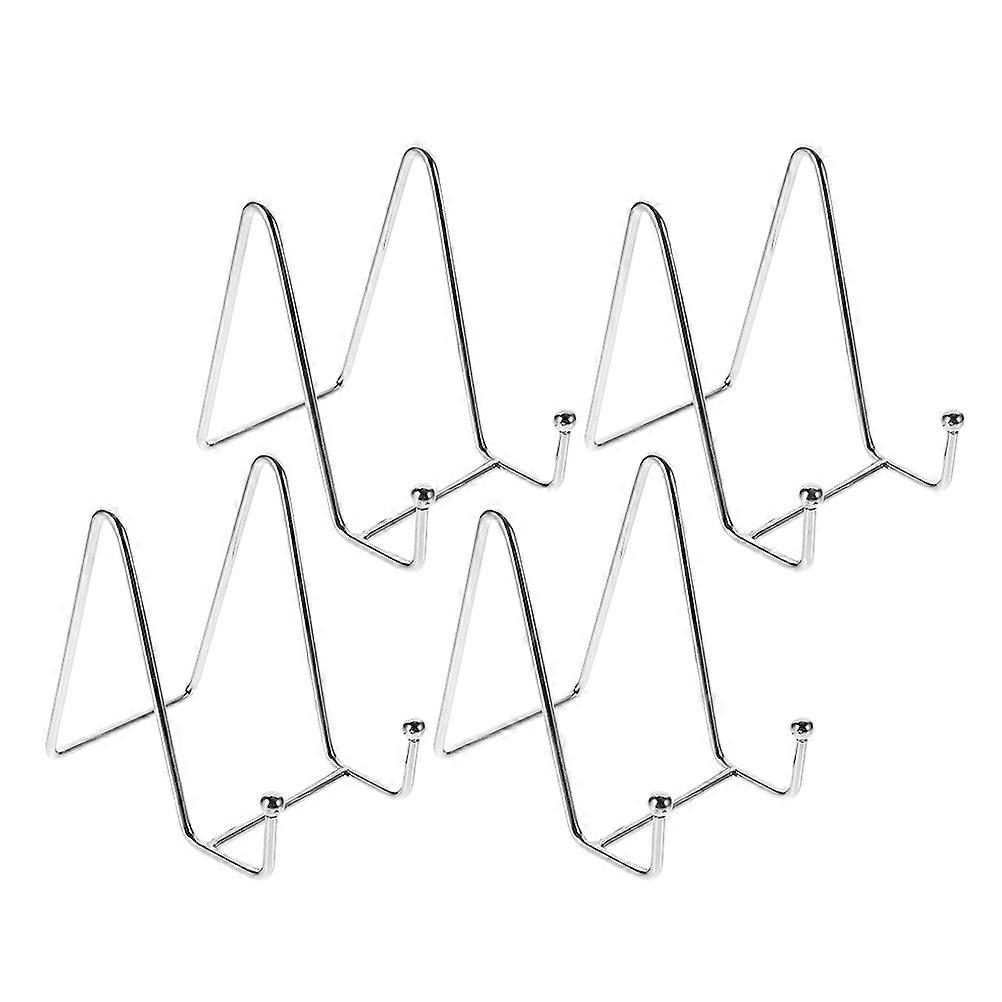 Iron Plate Holder Display Stand for Decor 4Pcs Silver Display Rack