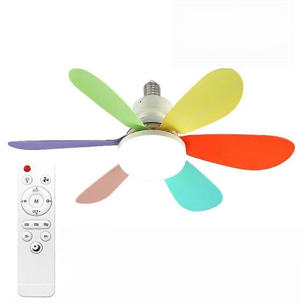 Ceiling Fan Lighting 40W Dimmable Light Color Temperature Modern Ceiling Mount Remote Control Smart E27 Led Ceiling Fan Light