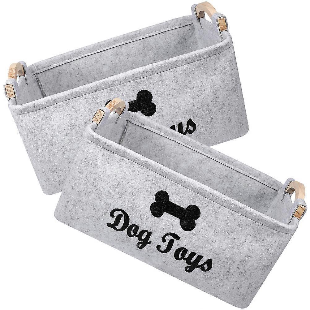 Felt Toy Holder Storage Box with Wood Handle for Practical Storage 2Pcs