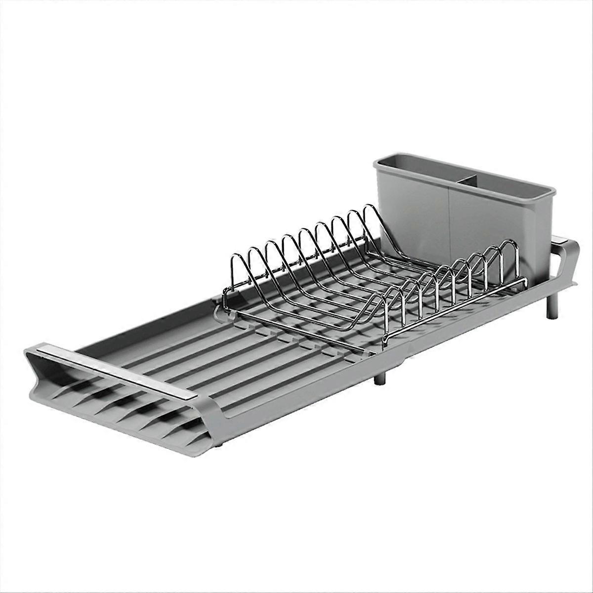 Extendable Dish Drying Rack with Draining Tray, Draining Storage Rack for Tableware Sink, Includes 2