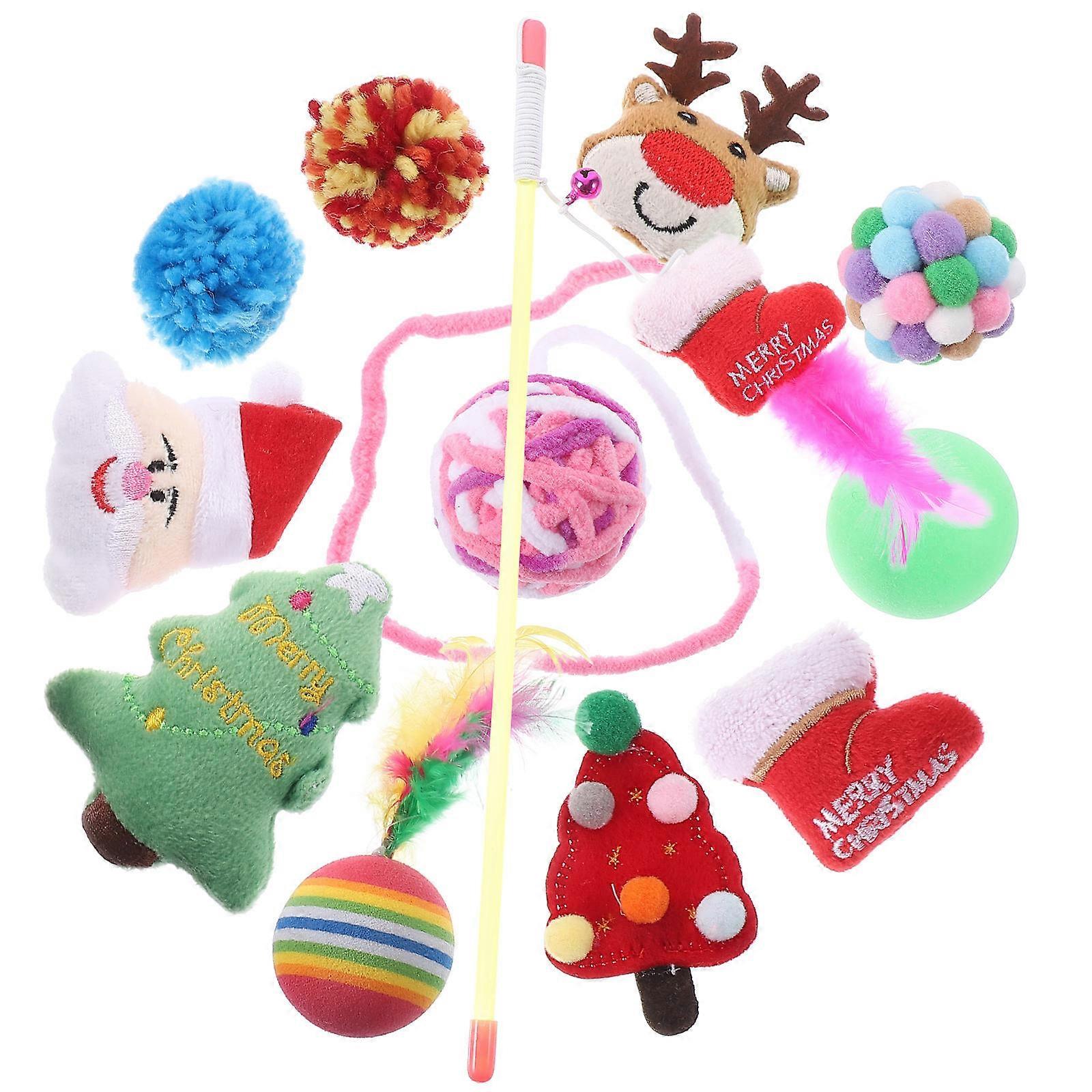 Christmas Themed Cat Teaser Interactive Toy for Kitten Play 3Sets
