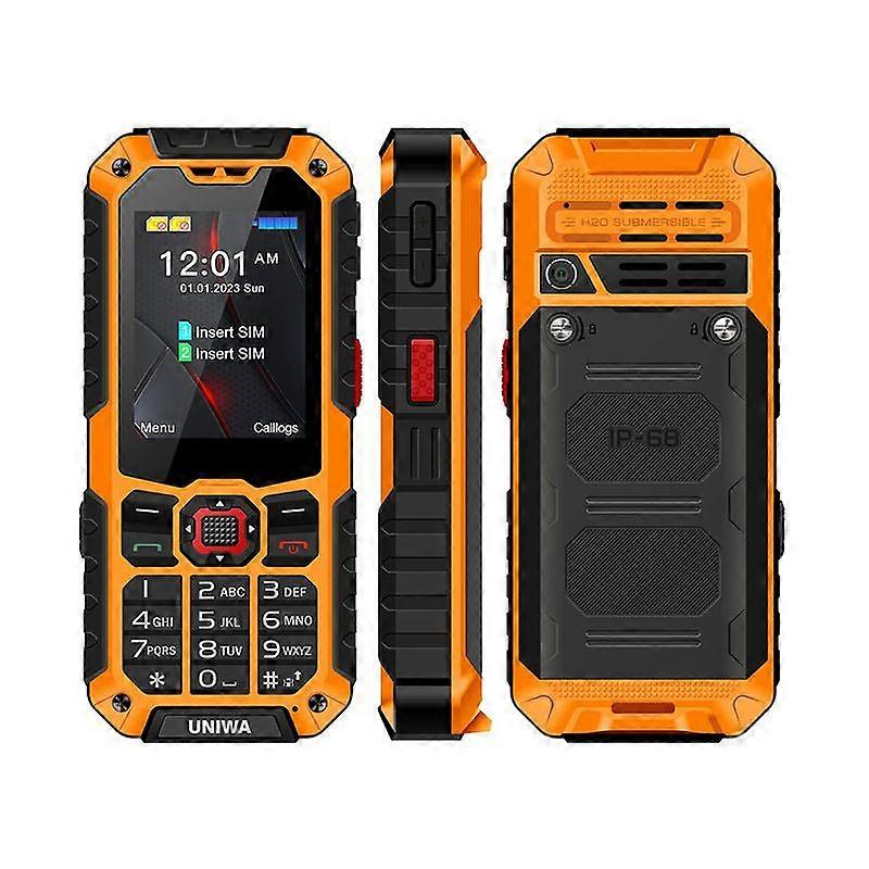 Telefone robusto UNIWA S9 de 2,4 polegadas, à prova d'água e resistente a impactos (IP68), 4G, com lanterna integrada.