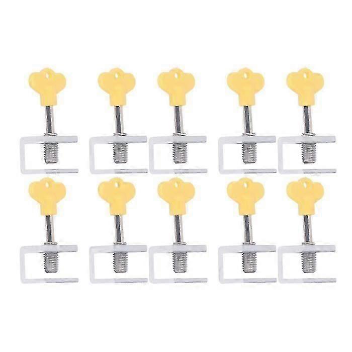 Sliding Window Lock 10 Sets Single Hole Window Locks with Wrench Tool Kit Tools Silver