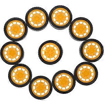 Yellow Car Wheels Toy Wheels for DIY Car Assemble 20Pcs Rubber Replacement